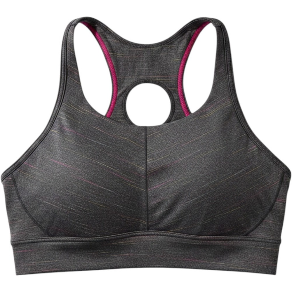 Prana Womens High Neck Sports Bra Small Charcoal Space Dye Bow Back Racerback